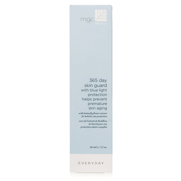 MGC Derma 365 Day Skin Guard – Advanced daily skincare shield against UV rays, blue light, and environmental stressors. Hydrates, prevents premature aging, and reduces dark spots with Aquiol™ and SOLIBERINE™ technology.