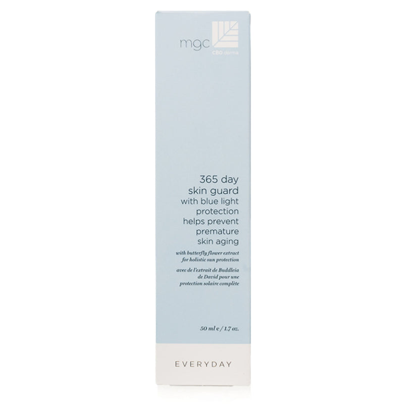 MGC Derma 365 Day Skin Guard – Advanced daily skincare shield against UV rays, blue light, and environmental stressors. Hydrates, prevents premature aging, and reduces dark spots with Aquiol™ and SOLIBERINE™ technology.