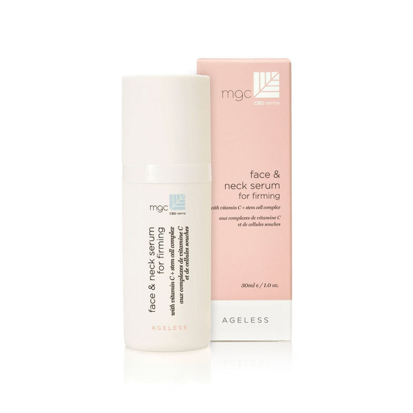 MGC Derma Ageless advanced face serum for firmness in white bottle with pink box packaging