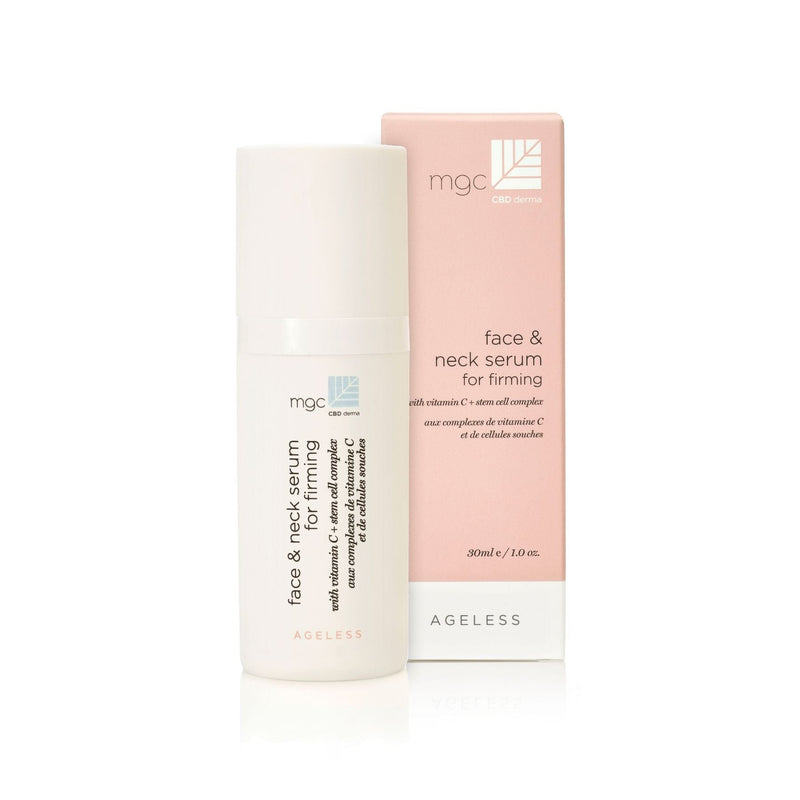 MGC Derma Ageless advanced face serum for firmness in white bottle with pink box packaging